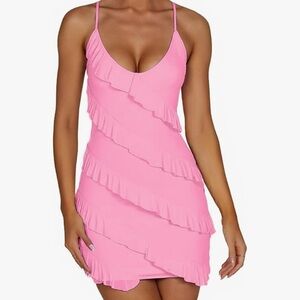 Pink Ruffled Women's Dress